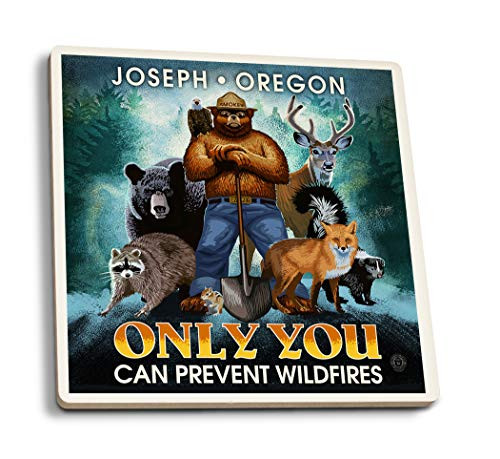 Lantern Press Joseph Oregon Smokey Bear Only You Can Prevent Wildfires 97970 -Set of 4 Ceramic Coasters Cork-Backed Absorbent- Lantern Press Joseph Oregon Smokey Bear Only You Can Prevent Wildfires 97970 -Set of 4 Ceramic Coasters Cork-Backed Absorbent-