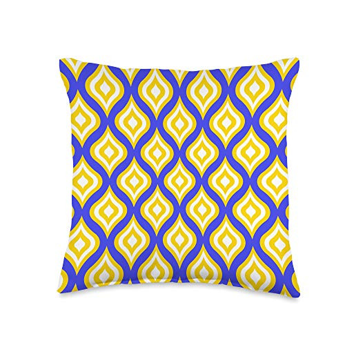AFU Decorative Throw Pillows Yellow Blue Moroccan Ogee Trellis Home Decorative Throw Pillow 16x16 Multicolor