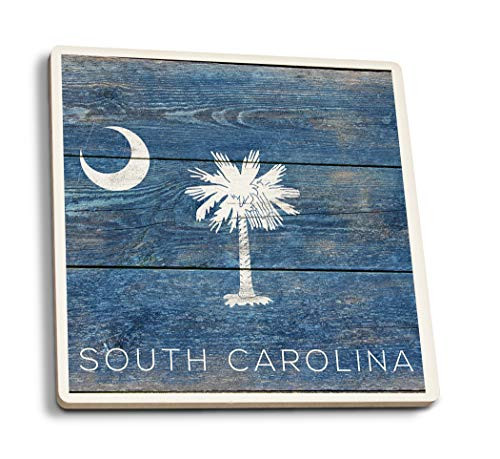 Lantern Press South Carolina Rustic State Flag 86437 -Set of 4 Ceramic Coasters Cork-Backed Absorbent-