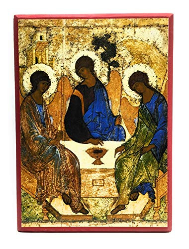 Wooden Greek Orthodox Christian Icon Holy Trinity -Andrei Rublev- -5.5" x 7.5"-