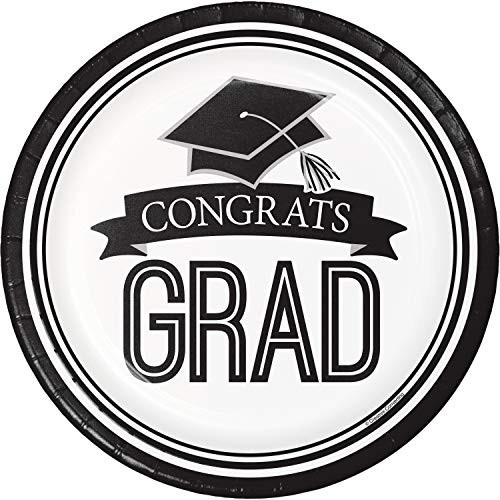 Graduation School Spirit White Paper Plates 54 ct