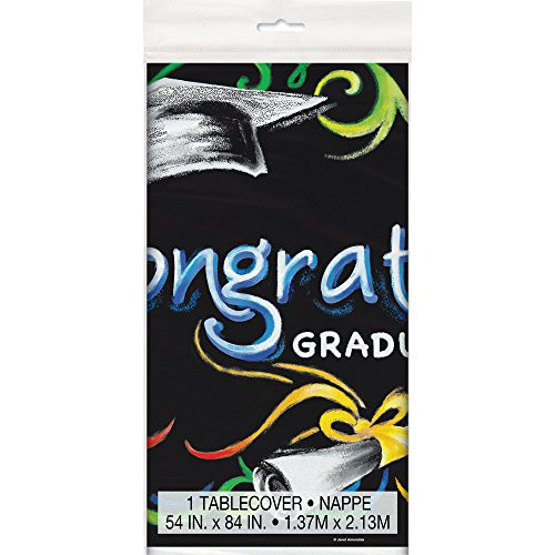 Chalkboard Graduation Plastic Tablecloth, 84" x 54"