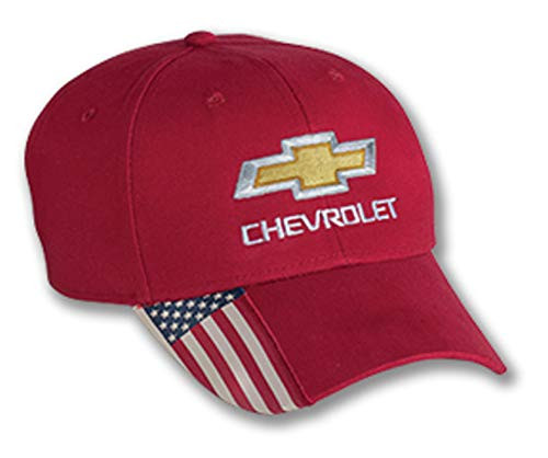 Gregs Automotive Bowtie USA Flag Hat Cap Red Compatible with Chevrolet Chevy - Bundle with Driving Style Decal
