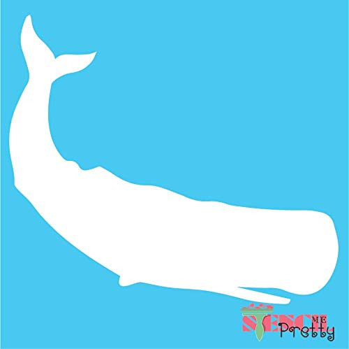 Blue Whale Stencil - DIY Craft  and  Decor Template Best Vinyl Large Stencils for Painting on Wood Canvas Wall etc.-M -17" x 15"-- Brilliant Blue Color Material