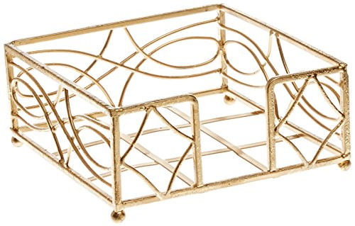 Boston International Cocktail Napkin Caddy, Wave Design in Gold Leaf