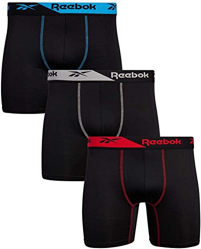Reebok Men's Underwear - Performance Microfiber Boxer Briefs -3 Pack- Size X-LARGE Black
