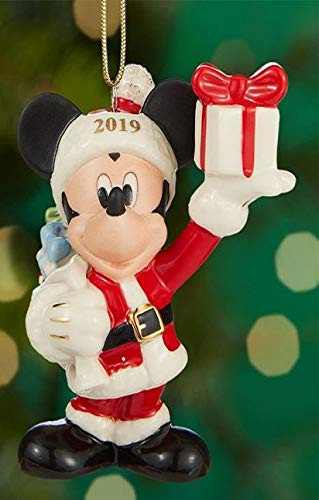 Lenox Walt Disney 2019 Merry Mickey Mouse Santa with gifts Ornament New in box