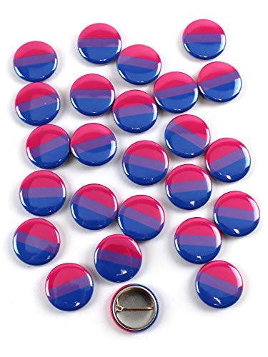 LGBTQ plus Bisexual Pride Flag Pinback Buttons - 1 Inch Round - 25 Pack