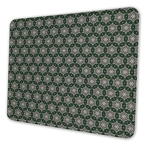 Abstract Floral Motifs Mosaic Tile Pattern with Leaf Ornamen Rectangle Mouse Pad Non-Slip Rectangular Mouse Pads Size 10 x 12 Inch