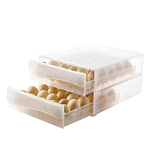 Egg Storage Container 60 Grid Large Capacity Egg Holder for Refrigerator 2 Layers Drawer Egg Container