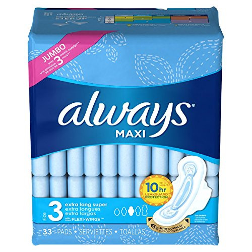 Always Maxi Extra Long Super Size 3 with Flexi-Wings 33 Pads -Pack of 2-
