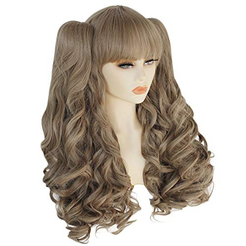 Anogol Hair plusCap Blonde Wig Lolita Cosplay Wigs with Two Ponytails Long Curly Wig Anogol Hair plusCap Blonde Wig Lolita Cosplay Wigs with Two Ponytails Long Curly Wig