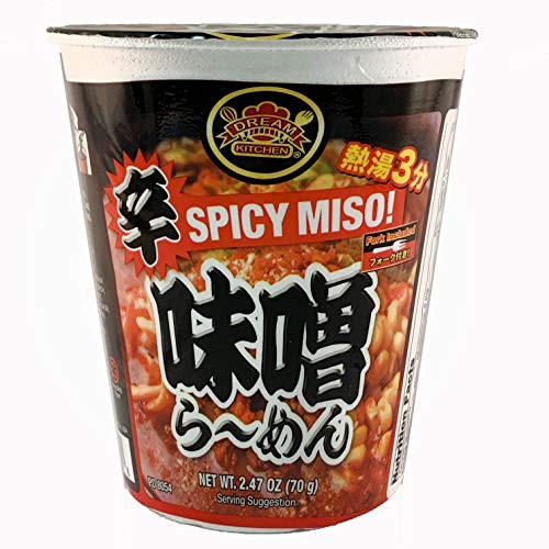 DREAM KITCHEN CUP RAMEN SPICY MISO BOX 2.47 Ounce -Pack of 12- -Spicy Miso-
