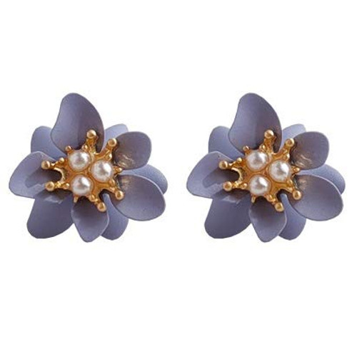 Miyabi Grace Womens Elegant Purple Flower White Pearl Invisible Clip On Earrings Comfortable Non Pierced Earrings Gold Tone Pierced Look