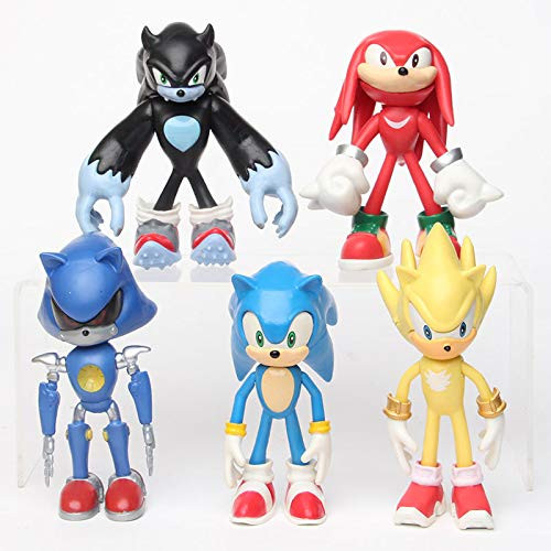 Sonic Plush Sonic Figures Toy Sonic Shadow Tails Characters Figure Toys for Children Animals Toys PVC Toy 5Pcs-Set 7-12cm Setpin