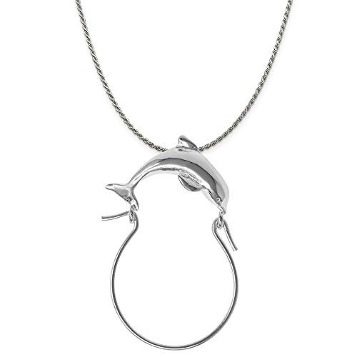 Raposa Elegance Sterling Silver Dolphin Charm Holder on a Rope Chain Necklace 18" Raposa Elegance Sterling Silver Dolphin Charm Holder on a Rope Chain Necklace 18"