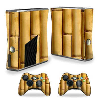 MightySkins Skin Compatible with Xbox 360 S Slim  plus 2 Controllers Case wrap Cover Sticker Skins Bamboo