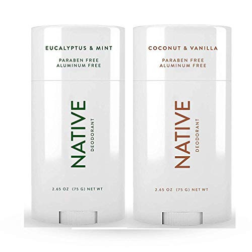 Native Deodorant - Natural Deodorant For Women and Men - 2 Pack - Aluminum Free Free of Parabens - Contains Probiotics - Coconut  and  Vanilla And Eucalyptus  and  Mint