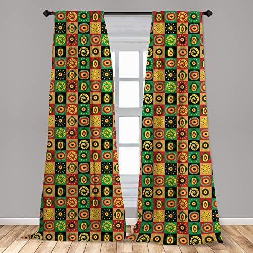 Ambesonne African 2 Panel Curtain Set Abstract Design with Trippy Shapes Culture Hieroglyph Print Lightweight Window Treatment Living Room Bedroom Decor 56" x 63" Red Green Ambesonne African 2 Panel Curtain Set Abstract Design with Trippy Shapes Culture Hieroglyph Print Lightweight Window Treatment Living Room Bedroom Decor 56" x 63" Red Green