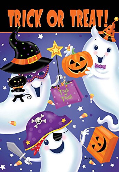 Briarwood Lane Trick or Treat Halloween House Flag Ghosts Spooky Candy Jack O'Lantern 28" x 40