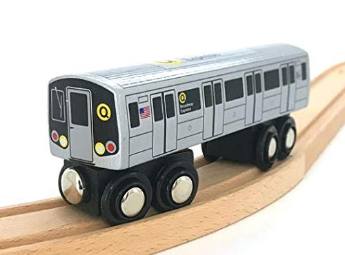 Munipals MP01-110Q NYC Subway Q Train Train Broadway Express R160 Car Wooden Railway Compatible