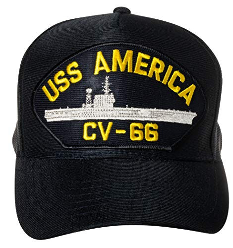 United States Navy USS America CV-66 Supercarrier Ship Emblem Patch Hat Navy Blue Baseball Cap