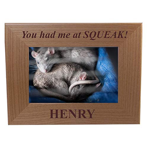 You had me at Squeak! - Custom Engraved Alder Wood Picture Frame - Add Your Mice-Rats Name -5x7 Horizontal-