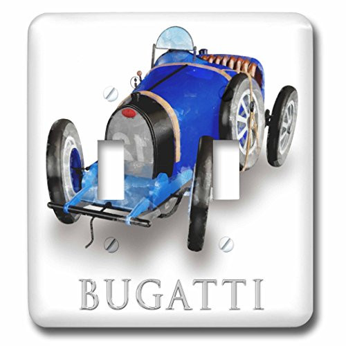 3dRose lsp_58801_2"Classic Bugatti Racing Car" Double Toggle Switch
