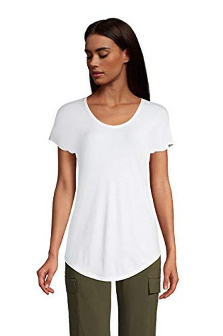 Lands' End Womens JSY U-nk T-Shirt White Regular X-Small