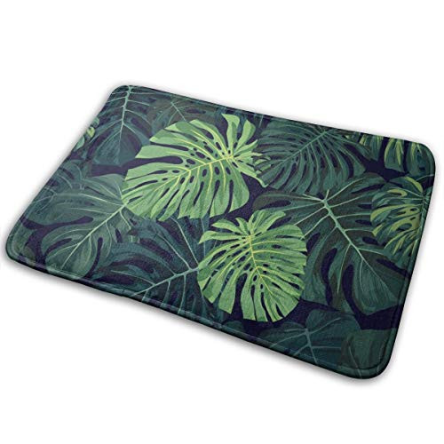 Bathroom Rugs Bath Mat Door Mats Atrovirens Palm Leaves Memory Foam Front Kitchen Rug Carpet for Kitchen Hall Inside Outdoor 15.7 X 23.5 in