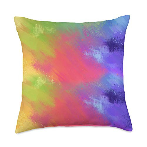 Painted Paint Clouds Design Throw Pillow 18x18 Multicolor