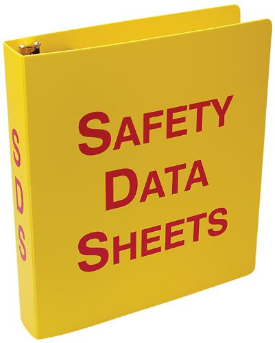 Accuform ZRS643 Safety Data Sheets (SDS) Binder, 3-Ring, 3", Red/Yellow, with 36" Metal Security Chain
