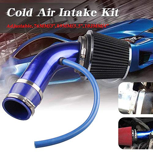 RYANSTAR Universal Percompatible withmance Cold Air Intake Pipe Car Cold Air Intake Filter Aluminum Induction Flow Hose Pipe Kit -Blue-