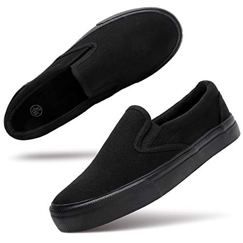 Women's Canvas Slip On Shoes Fashion Sneakers Flats Shoes White Canvas Shoes-8.Full Black-