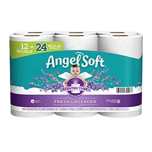 Angel Soft Toilet Paper with Fresh Lavender Scent 12 Double Rolls- 24 Regular Rolls 200 plus 2-Ply Sheets Per Roll