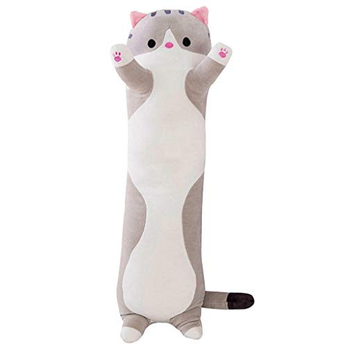 YYQQ Cute Plush Cat Doll Cat Plush Pillow Doll Toy Cartoon Cat Soft Plush Long Throw Pillow Gift for Kids Girlfriend