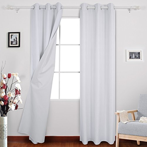 Deconovo Heavy Microfiber Panels Triple-Pass Coating Back Layer Grommet Blackout Thermal Insulated Darkening Curtains for Dining Room 38W x 95L Inch Platinum White