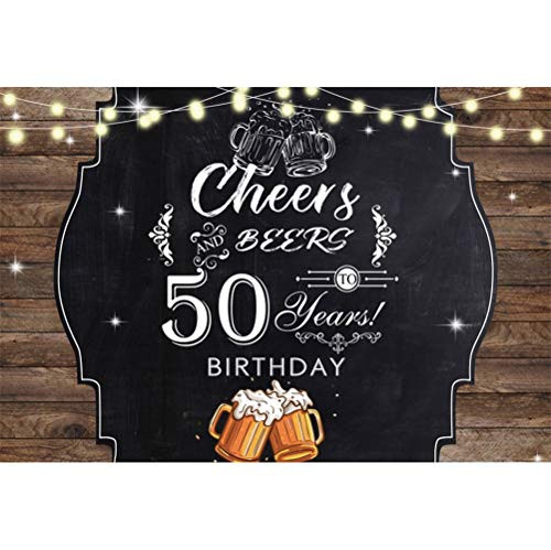 Laeacco 8x6ft 50 Years Old Birthday Backdrop Happy 50th Birthday Vinyl Background for Photography Vintage Rustic Wood Plank Cheers Beers Birthday Celebration Banner Bday Party Decor Photo Booth Laeacco 8x6ft 50 Years Old Birthday Backdrop Happy 50th Birthday Vinyl Background for Photography Vintage Rustic Wood Plank Cheers Beers Birthday Celebration Banner Bday Party Decor Photo Booth