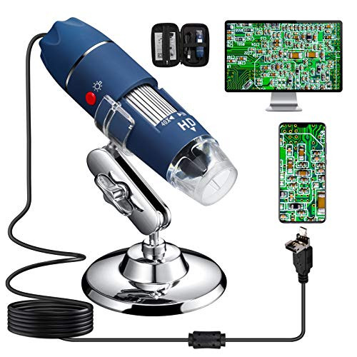 Bysameyee HD 2MP USB Microscope 40X to 1000X Magnification Digital Microscope Camera Inspection Endoscope with Carrying Case Compatible with Windows 7 8 10 Mac Linux OTG Android Phones
