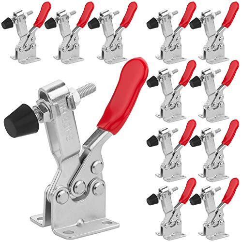 12Pcs Hand Tool Toggle Clamp 220lbs Capacity Quick-Release Horizontal Clamp Antislip Red 201B Latch Hand Tool Heavy Duty Toggle Clamp for Woodworking by HNBun