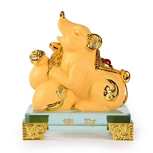 Golden Resin Feng Shui Statue Mouse-Rat Home Office Table Top Decor Chinese Zodiac Figurine Gift Collection PTZY100 Golden Resin Feng Shui Statue Mouse-Rat Home Office Table Top Decor Chinese Zodiac Figurine Gift Collection PTZY100