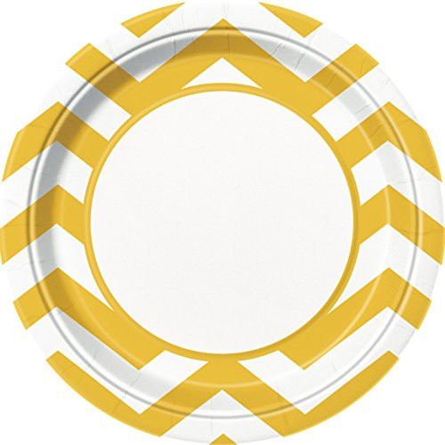 Yellow Chevron Paper Plates, 8ct