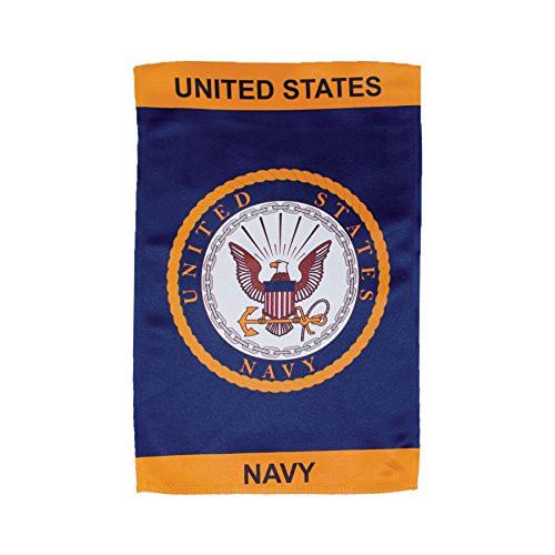 In the Breeze U.S. Navy Emblem Lustre Garden Flag - Double Sided Military Service Flag
