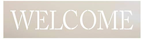 Welcome Stencil by StudioR12 - Skinny Traditional Word Art - Reusable Mylar Template - Painting Chalk Mixed Media - Use for Journaling DIY Home Decor - STCL1177 -24" x 6.5"-