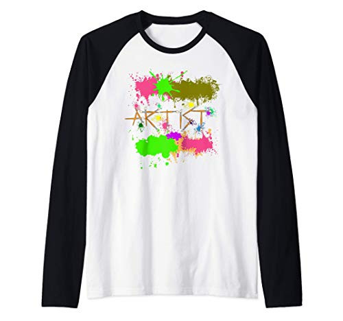 Artist Painters Funny Womens Splatter Paint Graffiti Costume Raglan Baseball Tee