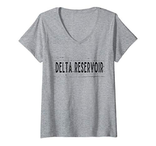 Womens Delta Reservoir New York Wood Grain V-Neck T-Shirt