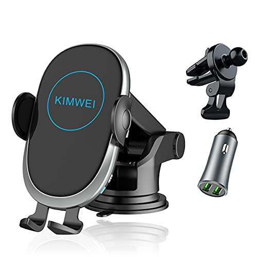 KIMWEI Wireless Car Charger 10W Qi Fast Charging Auto Clamping Car Charger Phone Mount Windshield Dashboard Air Vent Phone Holder Compatible with iPhone LG and Samsung KIMWEI Wireless Car Charger 10W Qi Fast Charging Auto Clamping Car Charger Phone Mount Windshield Dashboard Air Vent Phone Holder Compatible with iPhone LG and Samsung