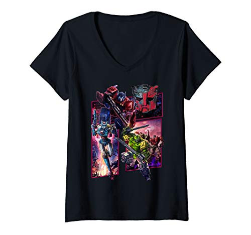 Womens Transformers- War For Cybertron Autobot Panels V-Neck T-Shirt