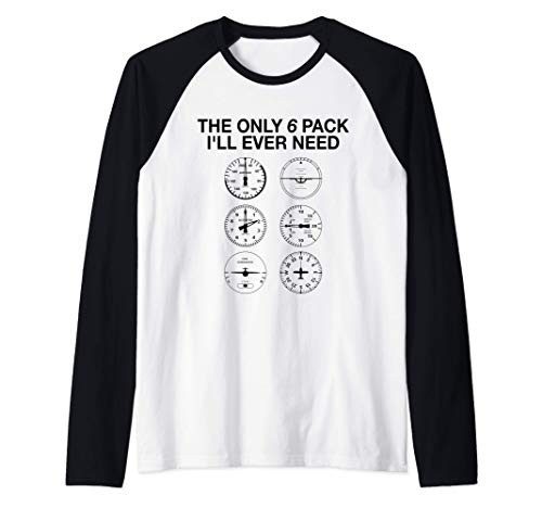 Airplane Instrument Panel Funny Six pack Pilot Raglan Baseball Tee
