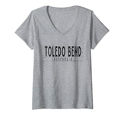 Womens Toledo Bend Reservoir Wood Grain V-Neck T-Shirt